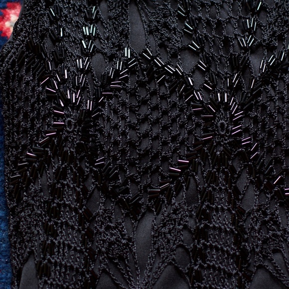 Vintage Long Black Beaded Flapper Dress - Picture 5 of 5